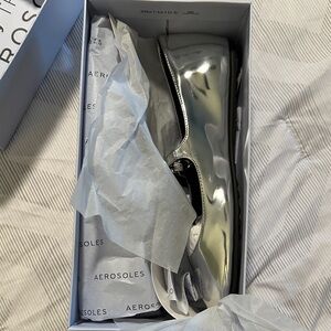 AEROSOLES Metallic Silver Perry Ballet Flat With Strap